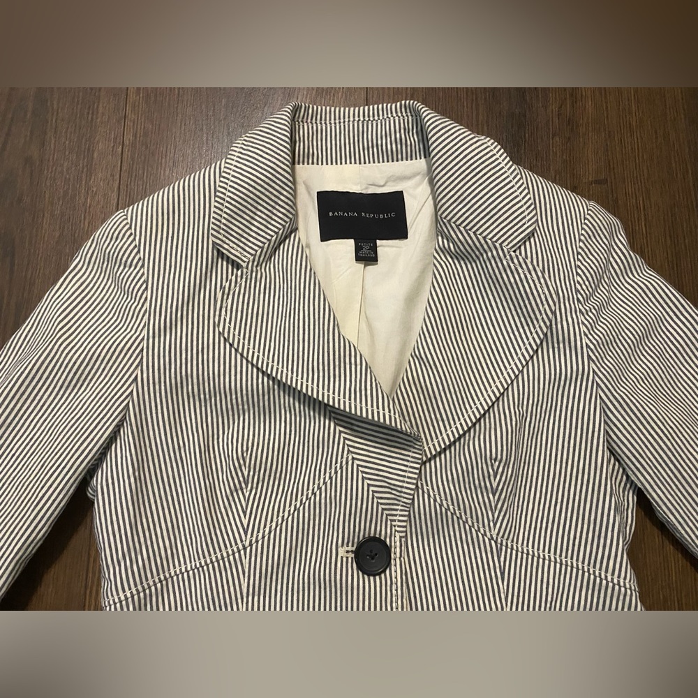 Women’s Banana Republic Blue Pin Stripe White Blazer Jacket 2P - Picture 4 of 12